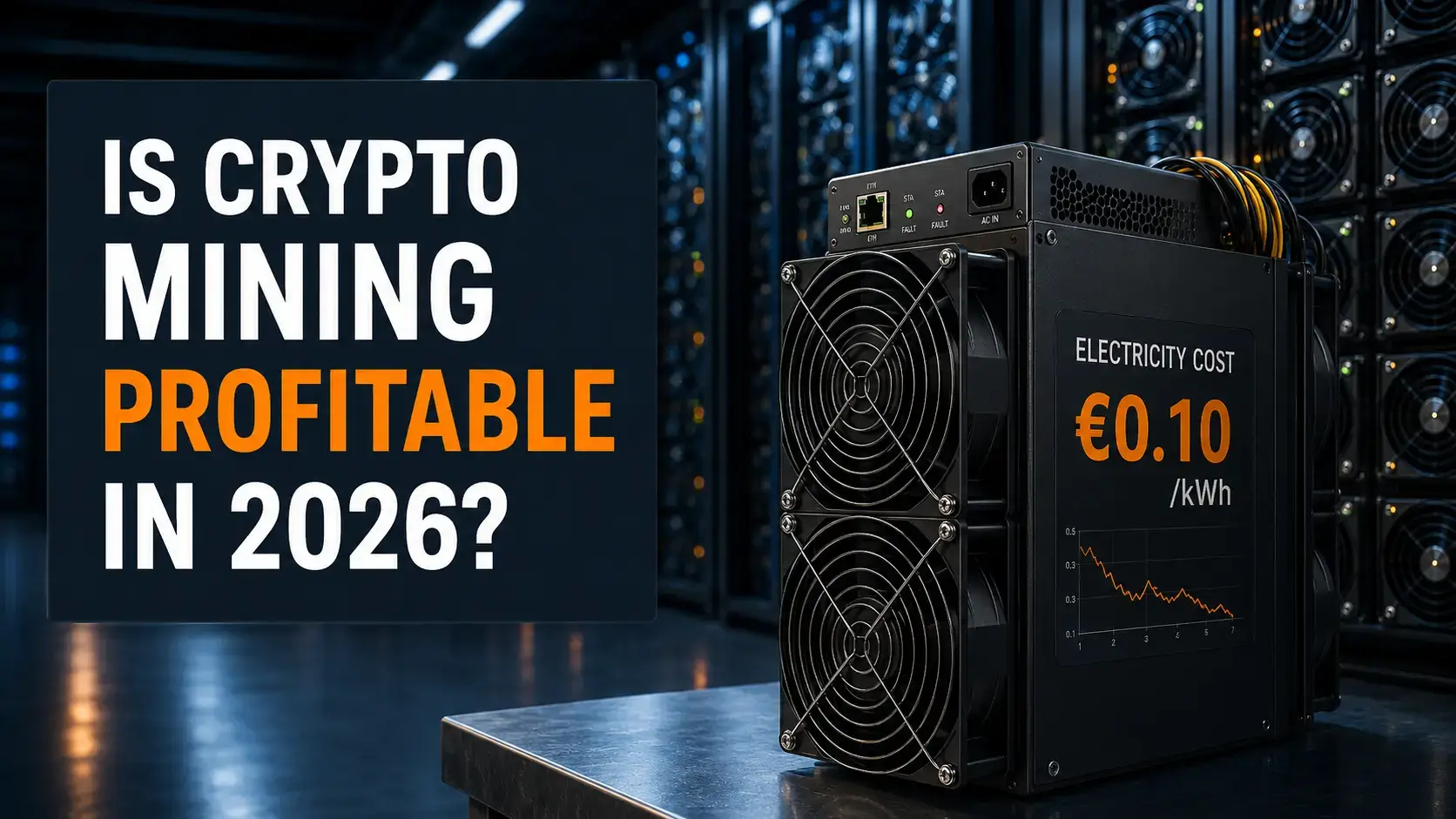 Is crypto mining profitable in 2026 with an ASIC miner in a datacentre and electricity cost overlay