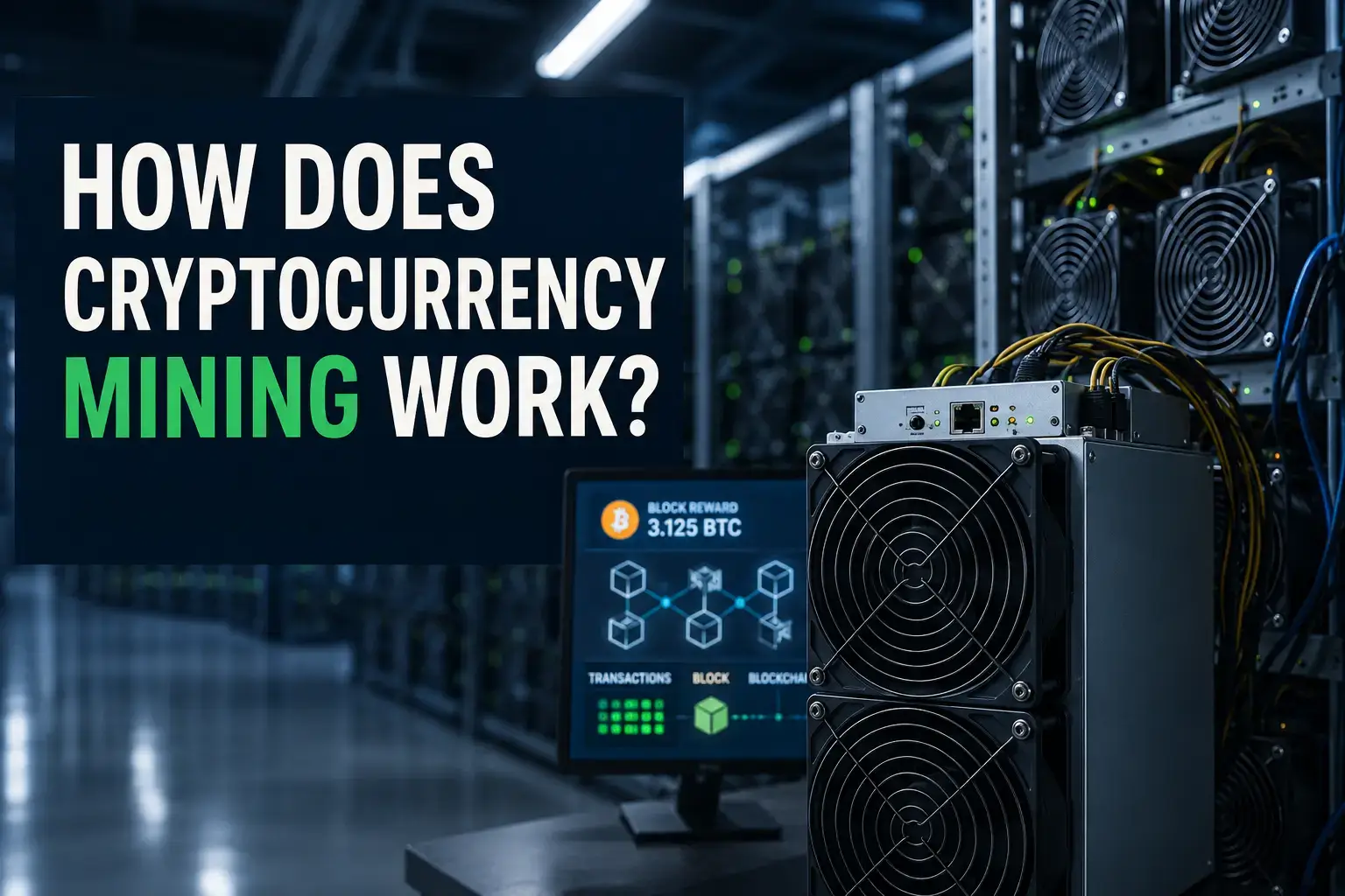 How cryptocurrency mining works with ASIC miners, blockchain blocks and proof of work