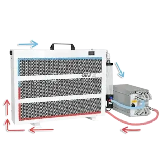 12 kW hydro cooler for liquid cooled ASIC cryptocurrency mining machines