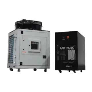 Bitmain ANTRACK V2 hydro mining system with a main ASIC miner cabinet and a separate external cooling unit